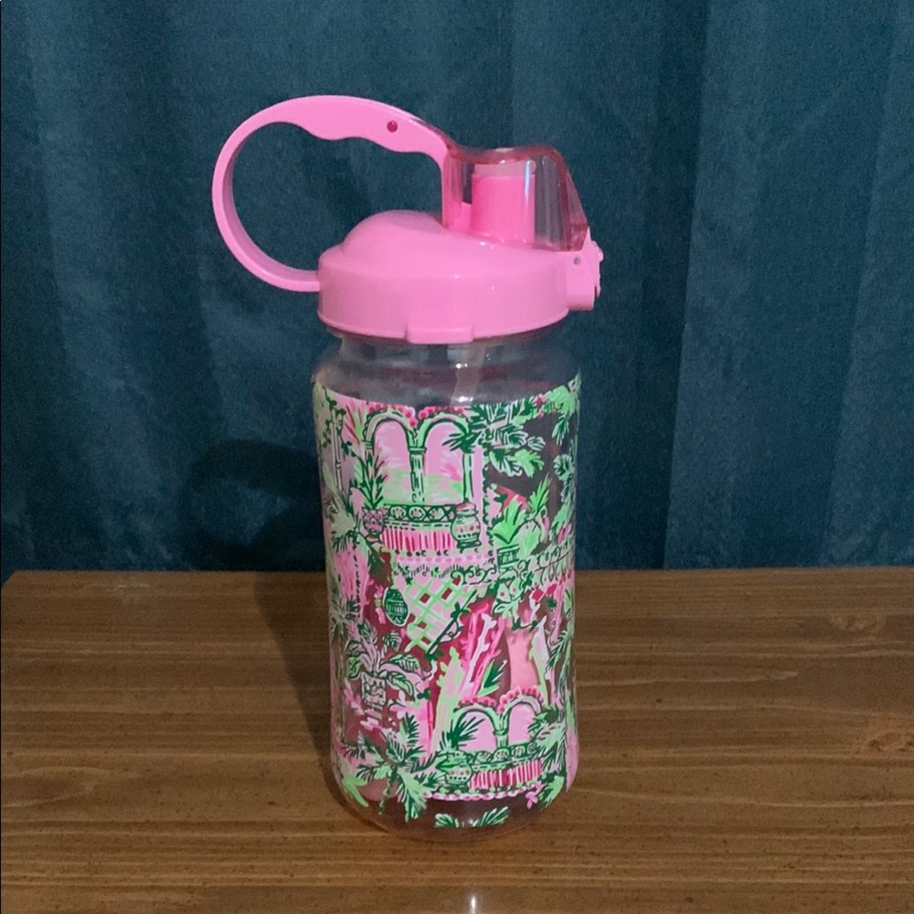 Pink and Green Patterned Water Bottle